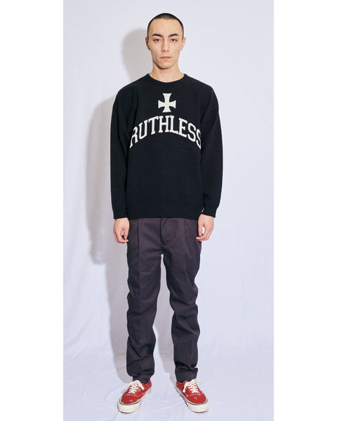 トップス TAIN DOUBLE PUSH THUNDER CREW NECK KNIT THUNDER CREW NECK KNIT OFF WHITE – TAIN DOUBLEPUSH