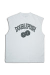 DOUBLE PUSH DICE NO SLEEVE T-SHIRTS｜WHITE