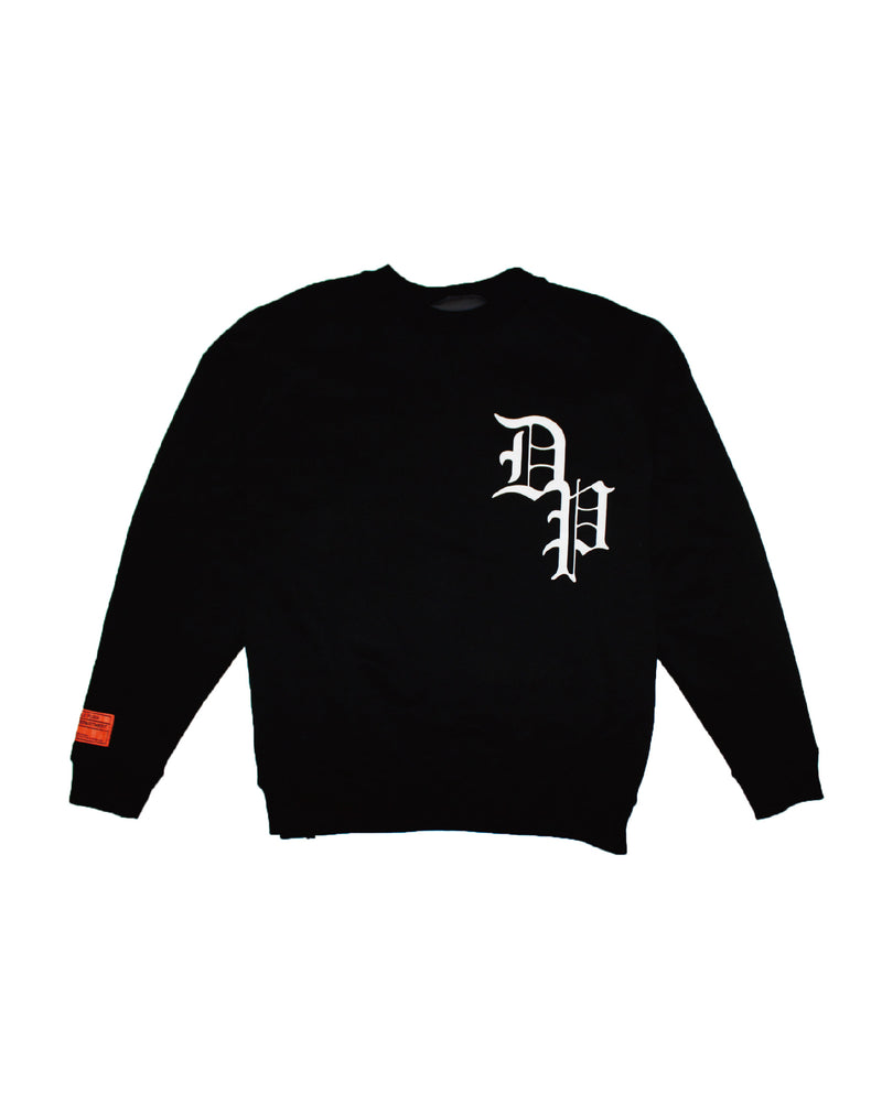 WAFFLE CREW NECK SWEAT  BLACK