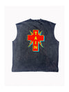 EMBROIDERY CROSS NO SLEEVE BLACK