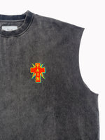 EMBROIDERY CROSS NO SLEEVE BLACK