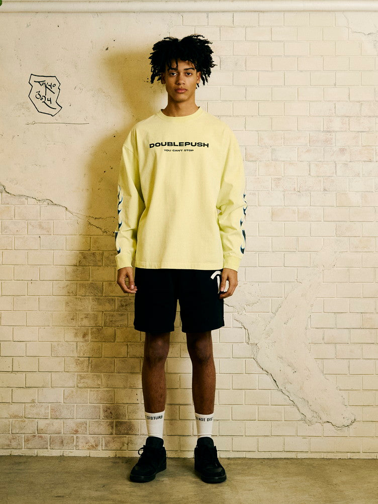 DOUBLE PUSH LONG SLEEVE T-SHIRTS ｜ YELLOW