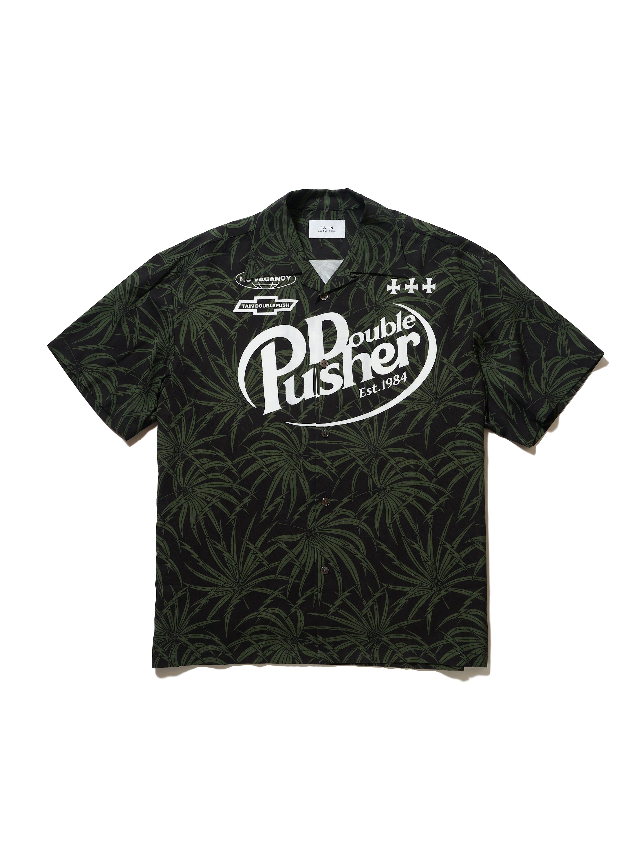 TNRCN DOUBLE PUSH Tシャツ DOUBLE PUSHER OPEN COLLAR SHIRTS BLACK – TAIN DOUBLEPUSH
