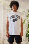 DOUBLE PUSH DICE NO SLEEVE T-SHIRTS｜WHITE