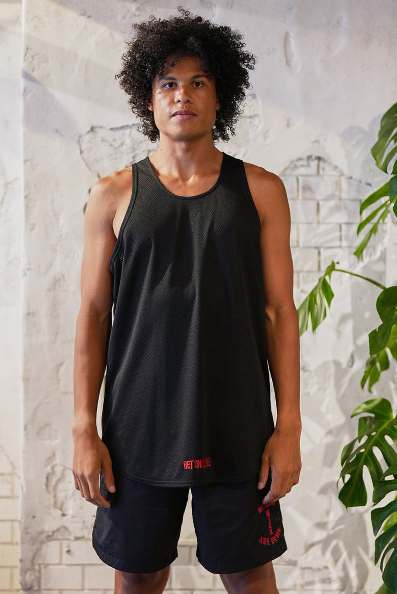 BET ON YOURSELF MESH TANK TOP｜BLACK