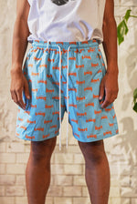 HELL AWAITS ALL-OVER PATTERN SHORTS｜BLUE