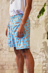 HELL AWAITS ALL-OVER PATTERN SHORTS｜BLUE