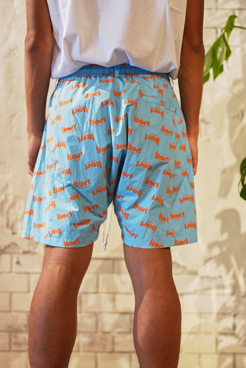 HELL AWAITS ALL-OVER PATTERN SHORTS｜BLUE