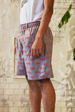 HELL AWAITS ALL-OVER PATTERN SHORTS｜GRAY