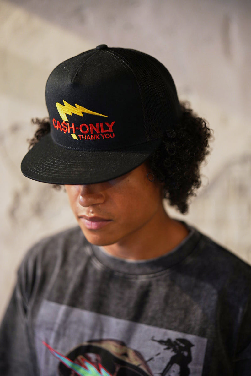 CASH ONLY FLAT CAP | BLACK
