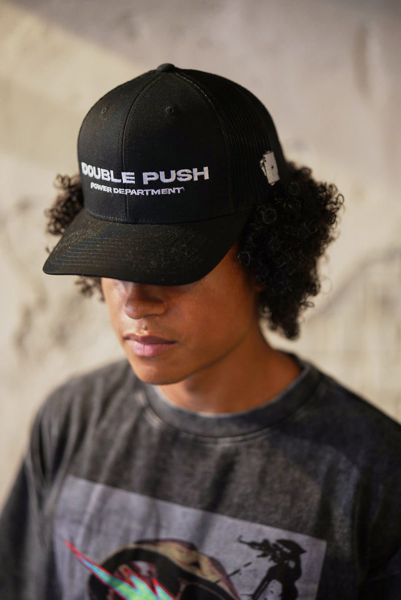 DOUBLE PUSH ROUND CAP | BLACK
