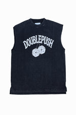 DOUBLE PUSH DICE NO SLEEVE T-SHIRTS｜BLACK