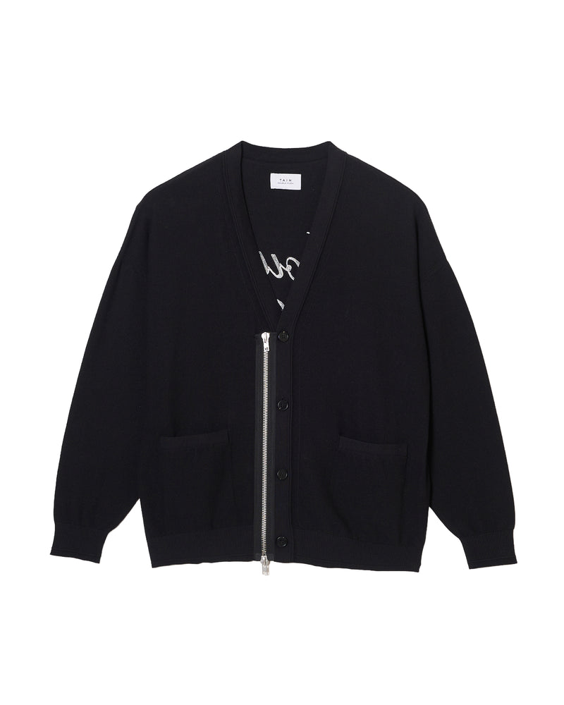 TAIN DOUBLEPUSH | KNIT ZIP CARDIGAN / BLACK | カーディガン