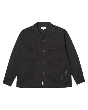 TAIN THUNDER OPEN COLLAR SHIRTS / BLACK
