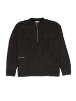 CHECK PATTERN HALF ZIP SHIRTS BLACK