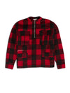 CHECK PATTERN HALF ZIP SHIRTS RED