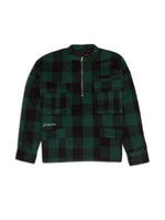 CHECK PATTERN HALF ZIP SHIRTS GREEN