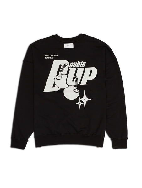 DOUBLE UP CREW NECK SWEAT BLACK – TAIN DOUBLEPUSH