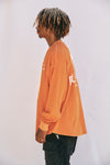 PIGMENT DYED FOOTBALL LONG SLEEVE T-SHIRTS ORANGE