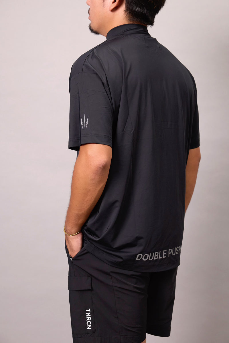TAIN DOUBLEPUSH | TNRCN MOCK NECK STRECH TEE / BLACK TAIN DOUBLEPUSH | TNRCN MOCK NECK STRECH TEE / BLACK