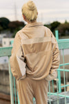 DOUBLE PUSH VELOR TRACK SUITS JACKET / BEIGE