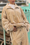 DOUBLE PUSH VELOR TRACK SUITS JACKET / BEIGE
