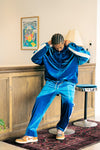DOUBLE PUSH VELOR TRACK PANTS / BLUE