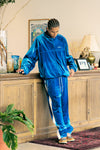 DOUBLE PUSH VELOR TRACK PANTS / BLUE