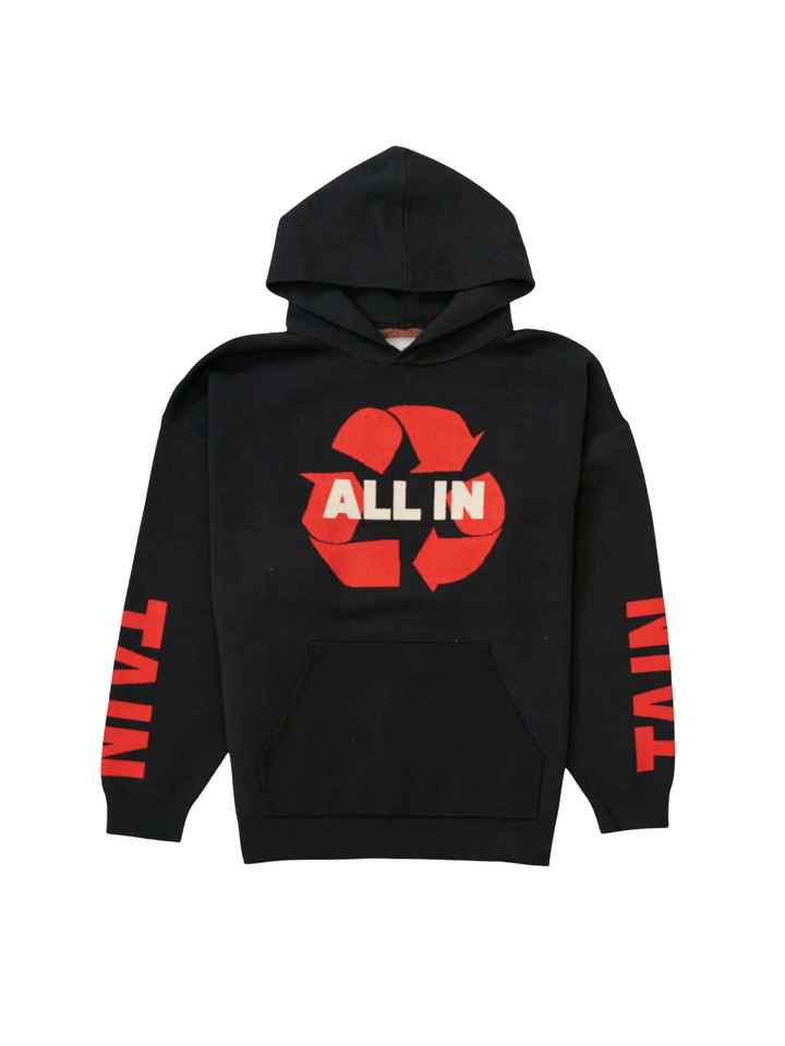 TAIN DOUBLEPUSH | ALL IN KNIT HOODIE / BLACK | パーカー