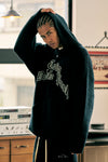 SHAGGY KNIT HOODIE / BLACK