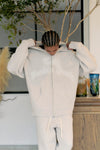 SHAGGY KNIT HOODIE / IVORY