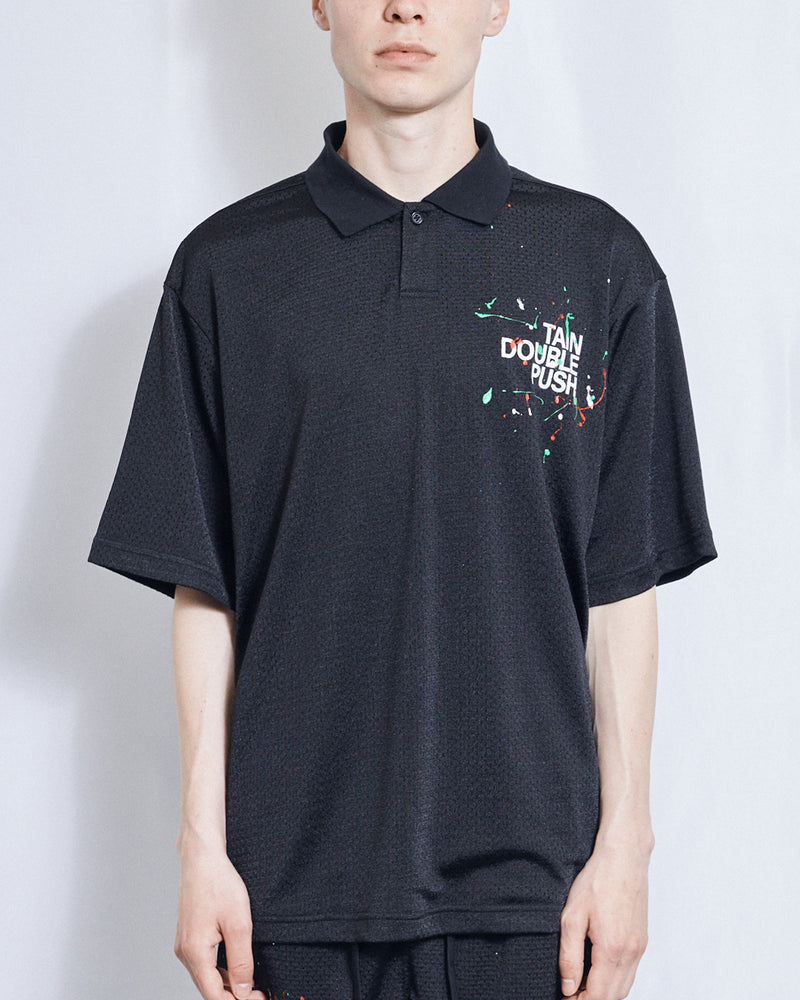 PAINTED WXXDER IN MESH POLO SHIRTS BLACK