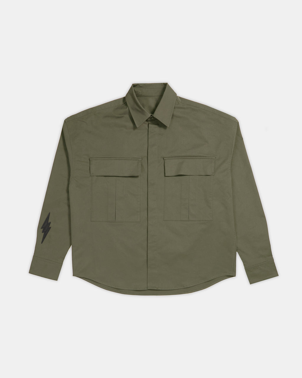 FLAP POCKET OUTER SHIRTS KHAKI – TAIN DOUBLEPUSH