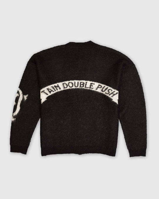 DOUBLE PUSH MOHAIR KNIT CARDIGAN BLACK – TAIN DOUBLEPUSH