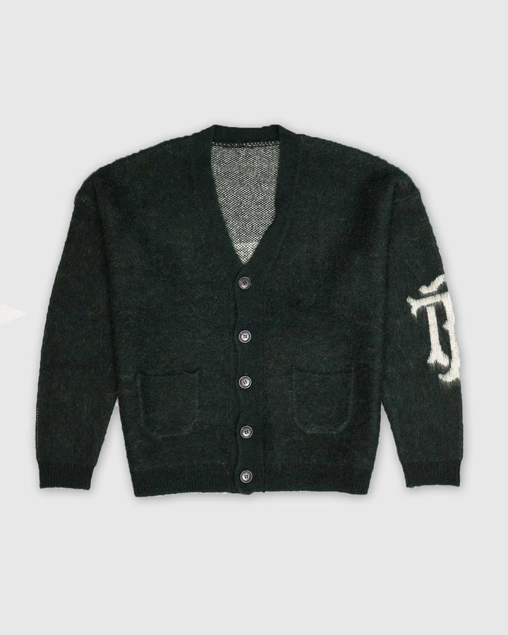 DOUBLE PUSH MOHAIR KNIT CARDIGAN GREEN – TAIN DOUBLEPUSH
