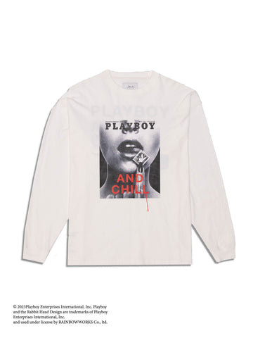 PLAYBOY AND CHILL LONG SLEEVE WHITE – TAIN DOUBLEPUSH
