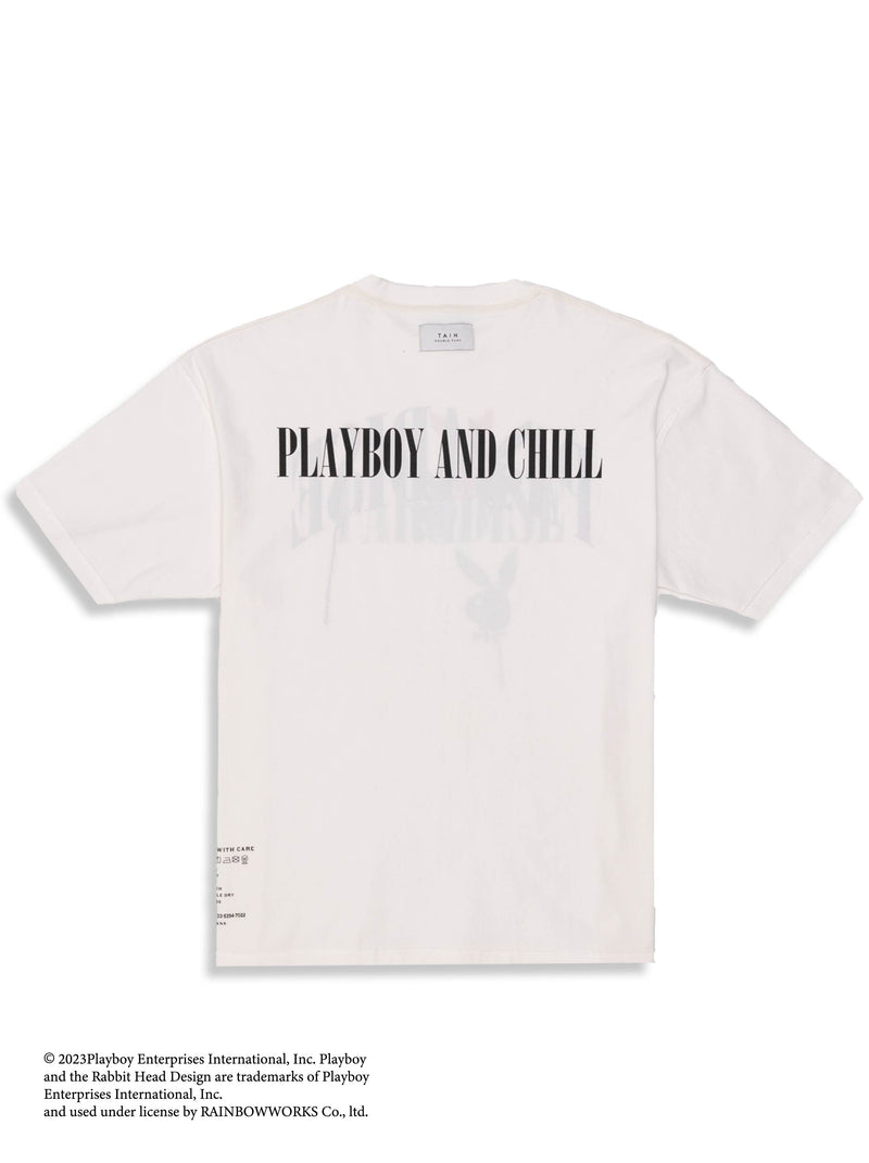 PLAYBOY AND CHILL SHORT SLEEVE T-SHIRTS WHITE